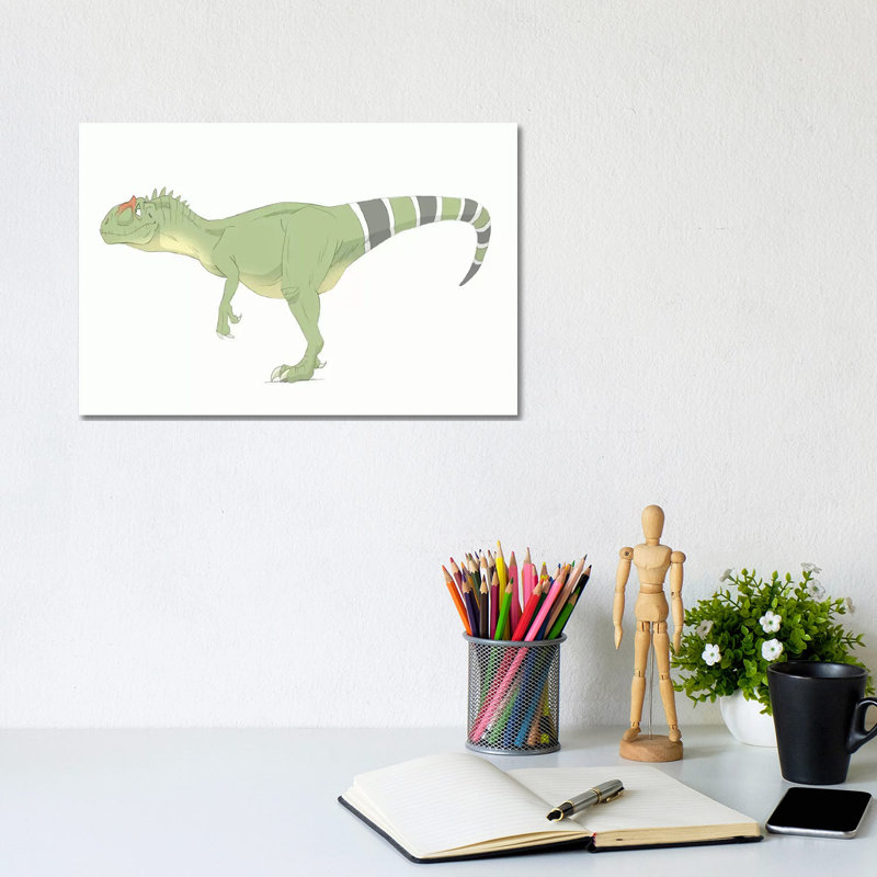 Allosaurus Pencil Drawing With Digital Colour by Alice Turner - Wrapped Canvas Print, 20.32 cm H x 30.48 cm W
