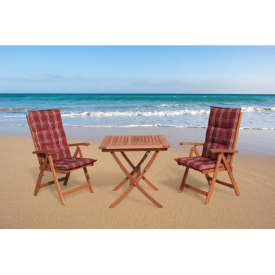 Gomez 2 - Person Wood Patio Dining Set with Square Table , Cushions Included