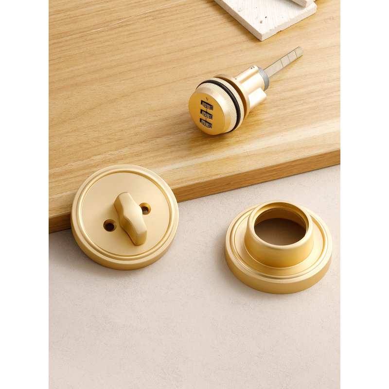 Verrou de porte MRML à pêne dormant, finition or brossé, code d'accès sans clé, cylindre simple, combinaison réinitialisable à 3 chiffres, pour portes intérieures et extérieures, lot de 1