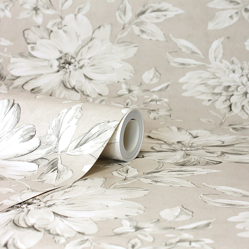 Gabriela Champagne Floral Wallpaper