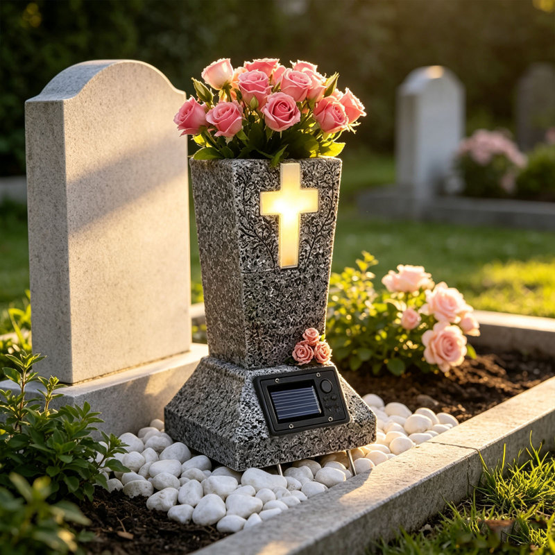 resin pot Solar-powered Tombstone Vase