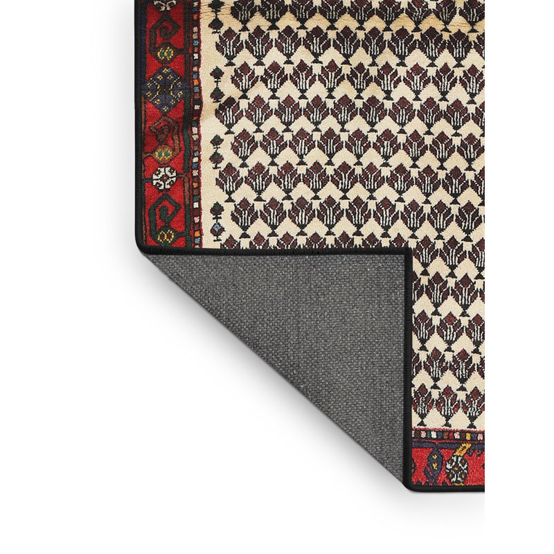 Tapis beige/noir/rouge contemporain Iasos, Rectangle 5 pi x 7 pi