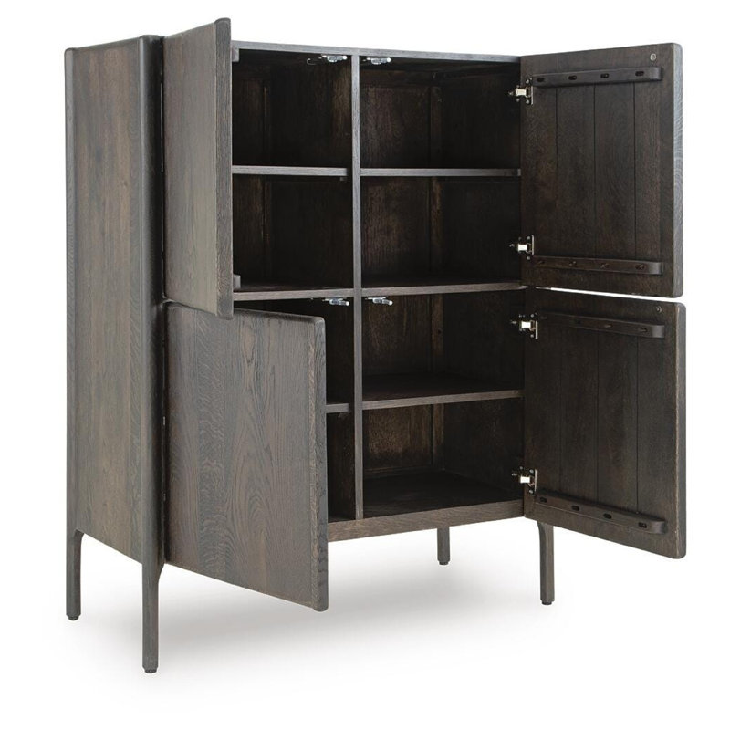 Armoire d'appoint Orso avec 4 portes et tablettes intérieures, bois brun 52 po