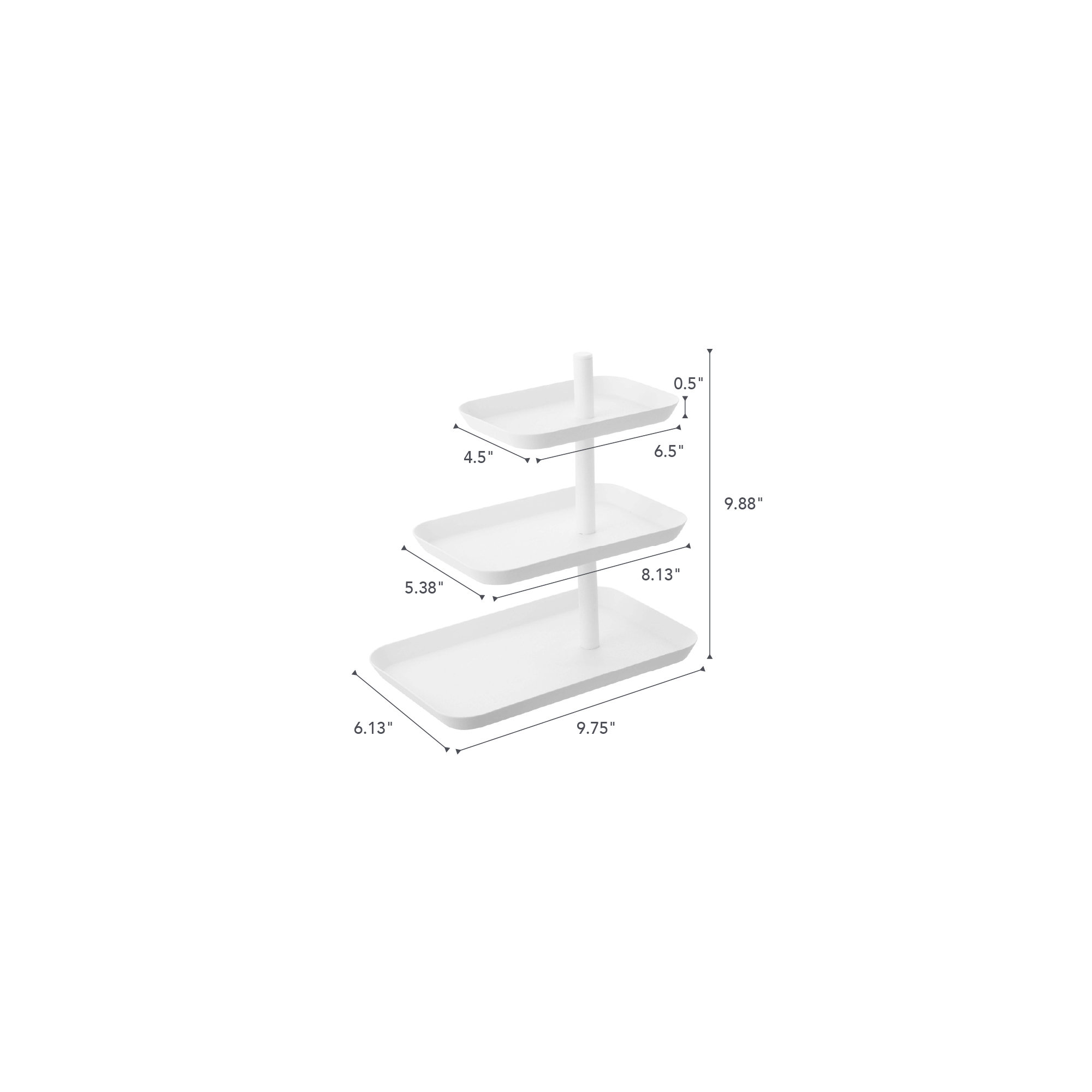 Yamazaki Home 3-Tier Accessory Tray - Jewelry Holder & Storage Organizer, Steel, White