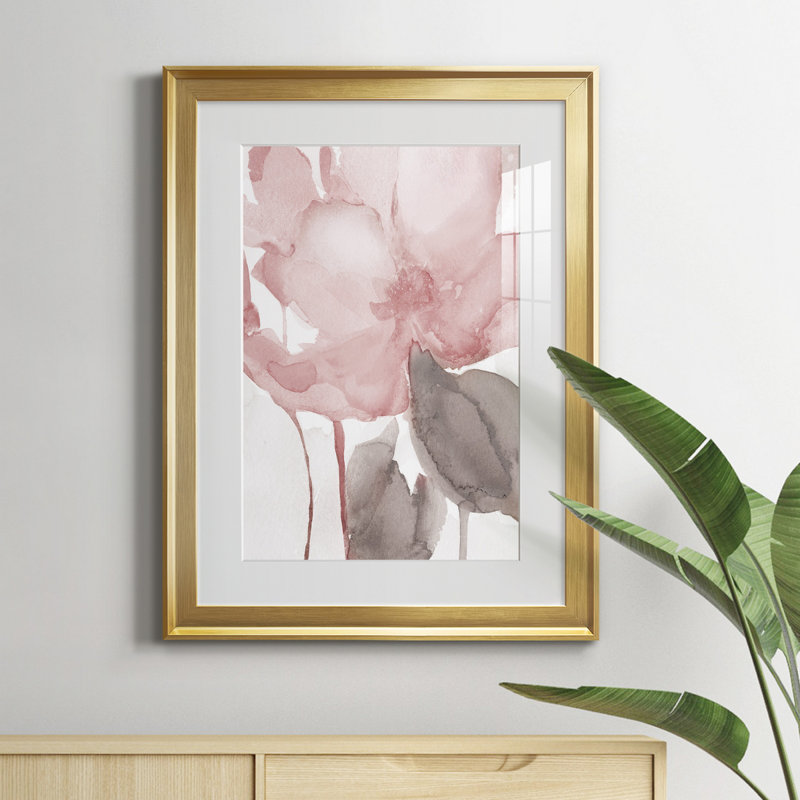 Blush Bloom II - peinture sur toile encadrée, H 18,5 po x l 24,5 po x P 1,5 po, Or