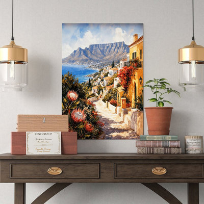 Canvas Wall Art Cape Town Coastal Village Mountain View Art Print Vintage Poster Print Home Decor