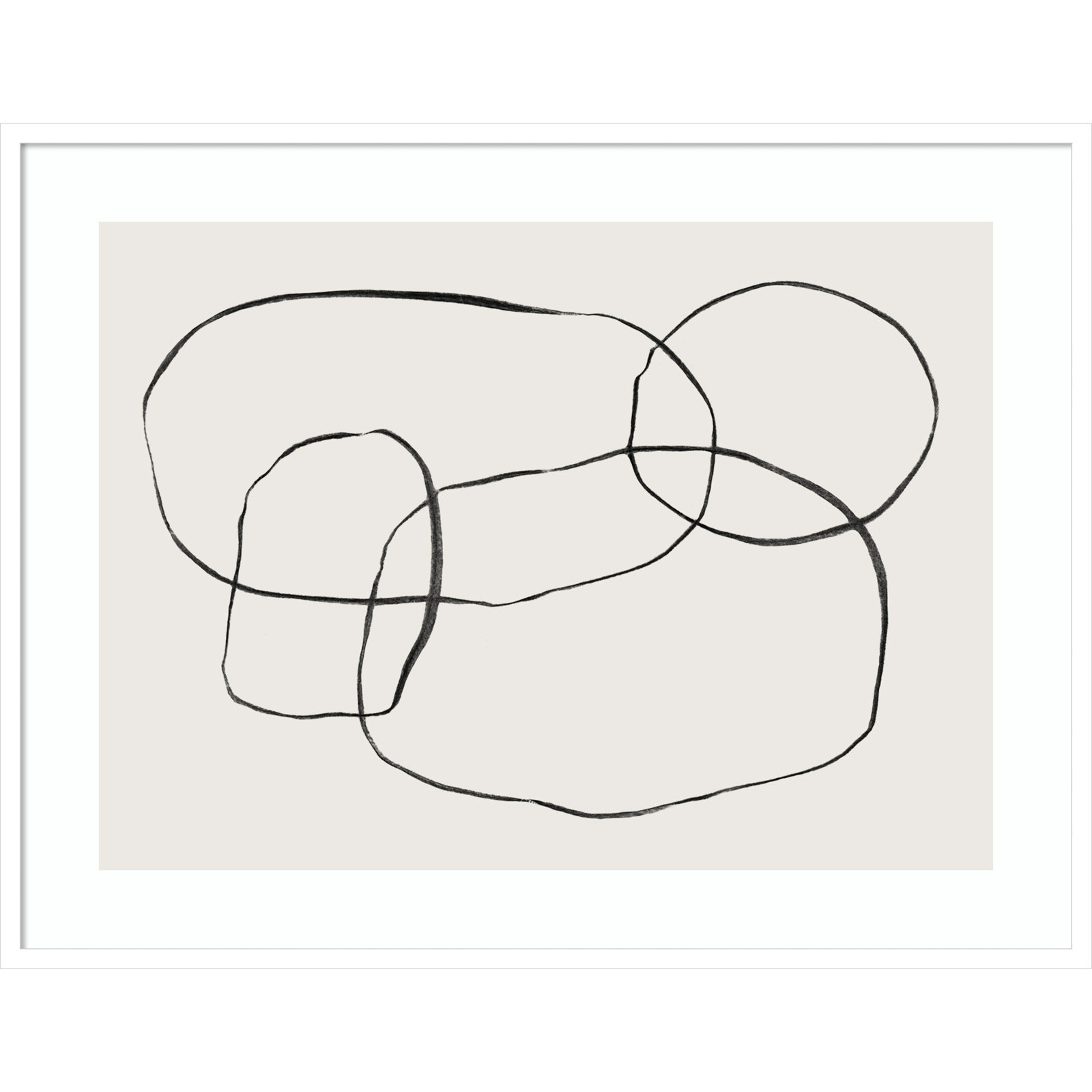 871 Modern Circles by Teju Reval, White Framed, 31" H x 40" W