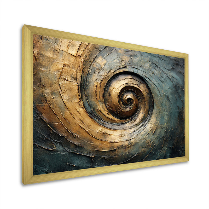 Dahir - Abstract Spirals, art mural, H 12 po x l 20 po x P 1 po, Impression dorée sur toile encadrée