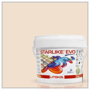Starlike EVO - Litokol Epoxy Grout for Tile in Pools, Spas, Kitchens, Bathrooms - Floor or Wall Tile -Interior or Exterior Use- 205 Travertino Classic Collection 2.5 kg - 5.5 lbs