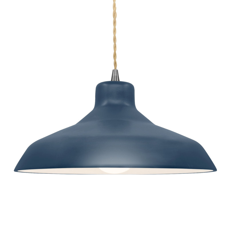 Fallon - Light Dome Pendant, 7.5" H x 15.5" W x 15.5" D, Midnight Sky/Matte White, Brushed Nickel