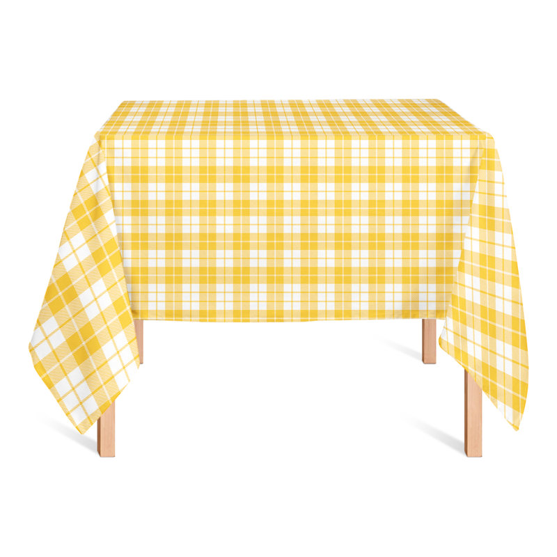 Square Gingham Polyester Tablecloth, Yellow