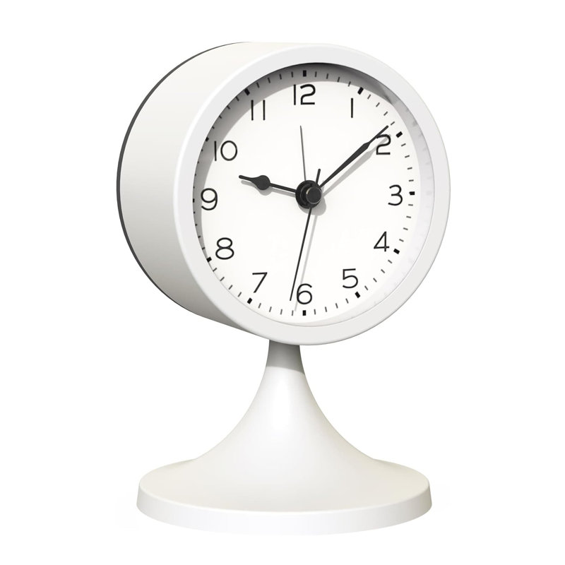 Analogue Electric Alarm Tabletop Clock, White