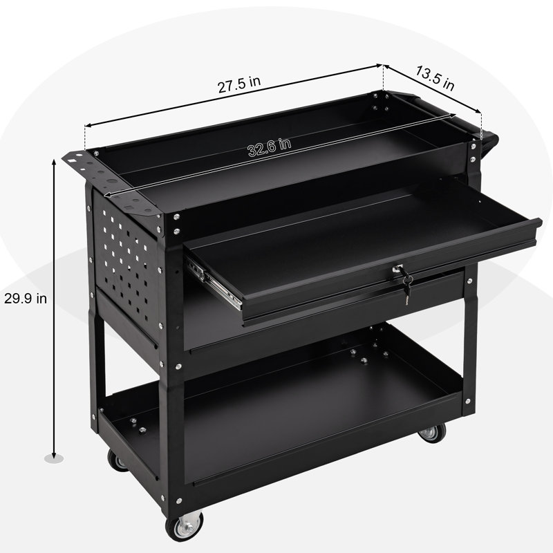 One Drawer Steel Combination Rolling Tool Chest Set, Black
