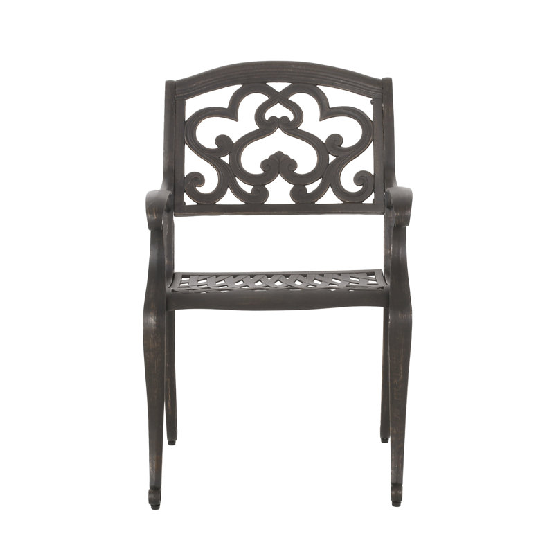 Chaises de salle à manger d'extérieur Austin en aluminium moulé avec patine cuivrée et finition antirouille (paquet de 2)