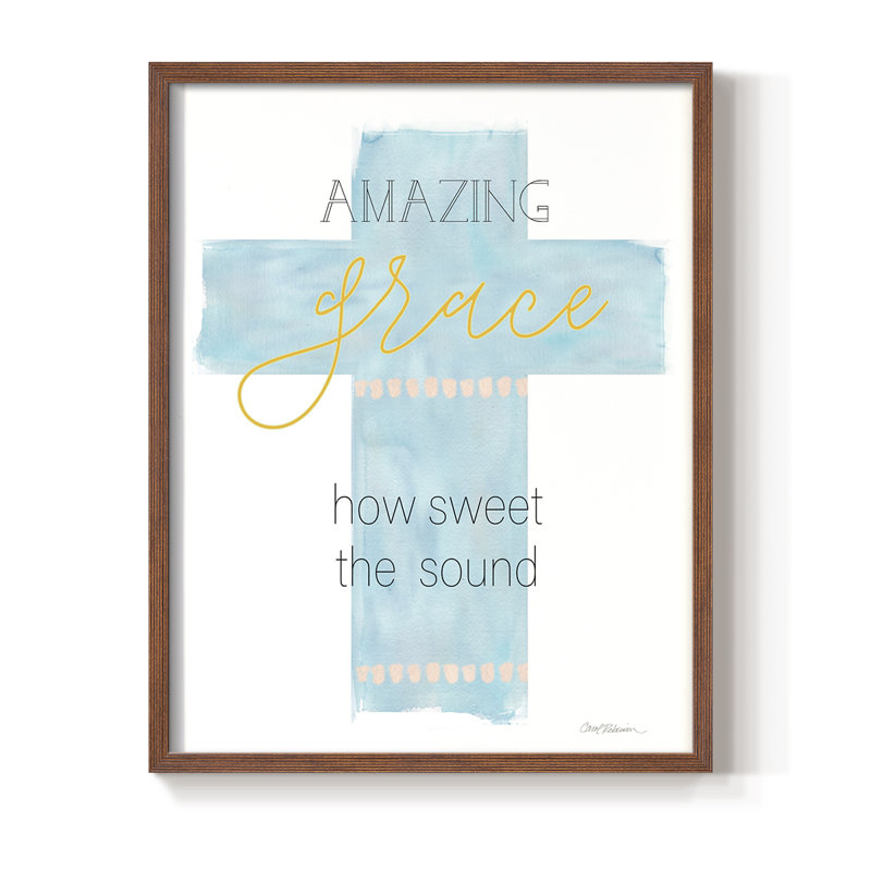Amazing Grace Framed Print - Solid Wood, 11" H x 9" W, Walnut