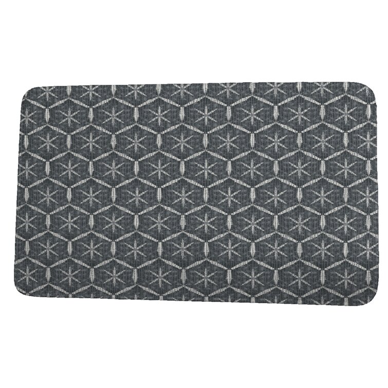 Etta Avenue Long Trellis Rectangular 100% Cotton Non-Slip Geometric Bath Rug Color: Silver