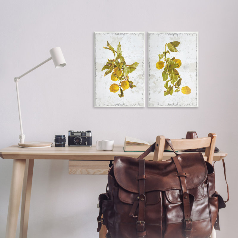 «Rustic Lemons & Leaves», ensemble de 2 plaques murales par GraffiTee Studios, H 19 po x l 26 po