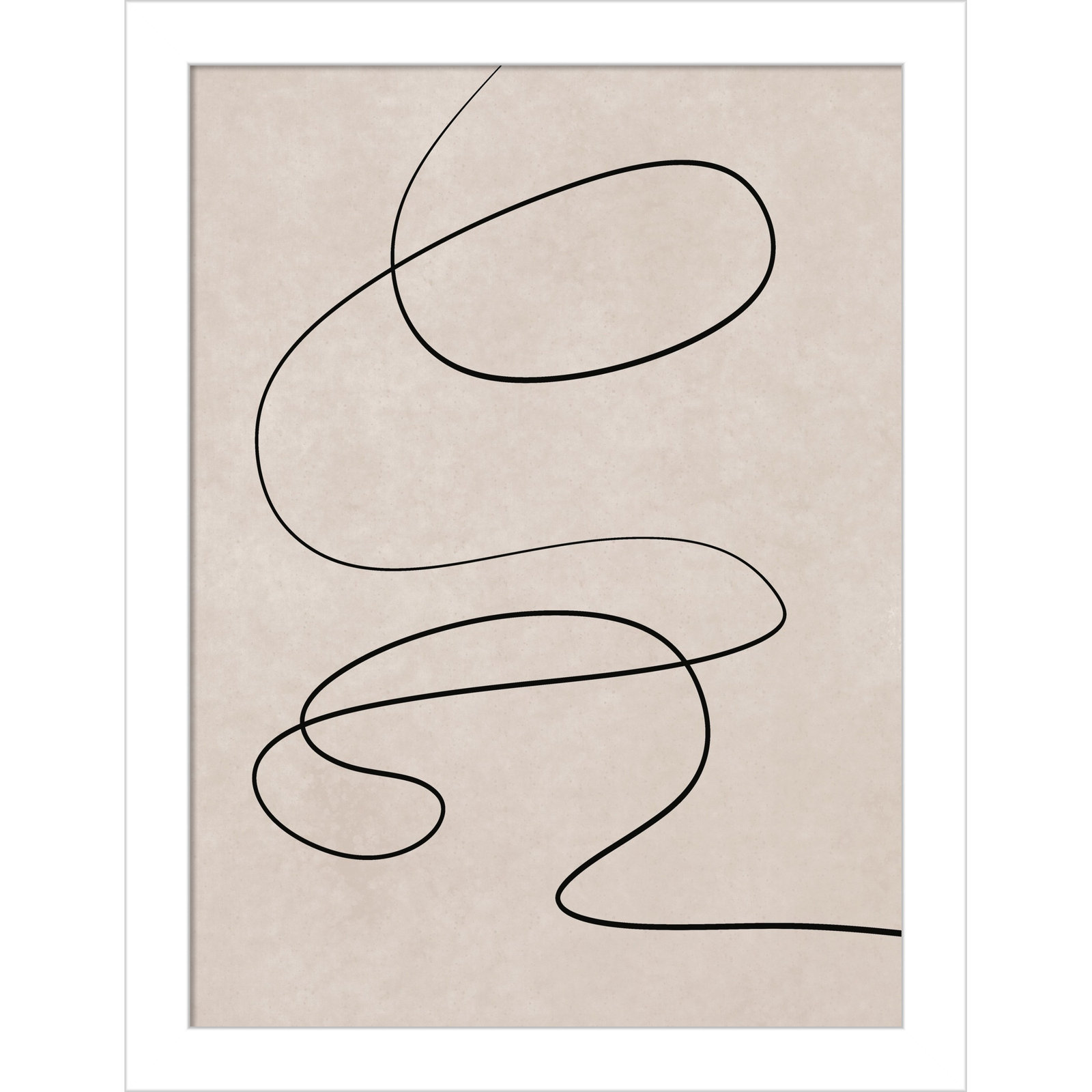 Black Line and Textured Beige Print, 13" H x 10" W, White