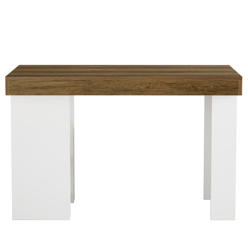 55-Inch Farmhouse Stationary Kitchen Island Table with Large Countertop, Counter Height Home Bar Table for Kitchen, Dining Room, Rustic Brown & White