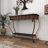 Metal Embossed 1 Shelf Floral Console Table with Ornate Scroll Legs