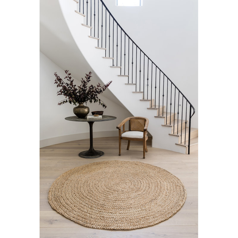 Pure Salt By Momeni Torquay Soumak Machine Weave Jute And Wool Natural Area Rug 6' X 6' Round, Round 6', Brown