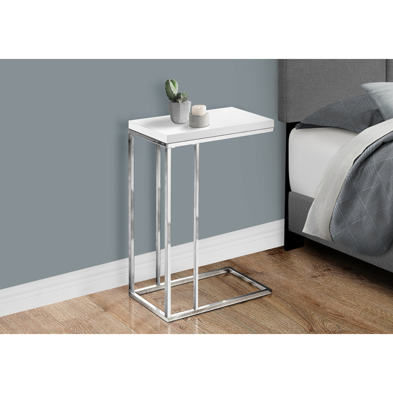 Donohue End Table, Glossy White top/Chrome Base