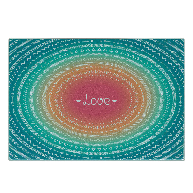 Ambesonne Arrow Tempered Glass Cutting Board Line Border Pattern Multicolor