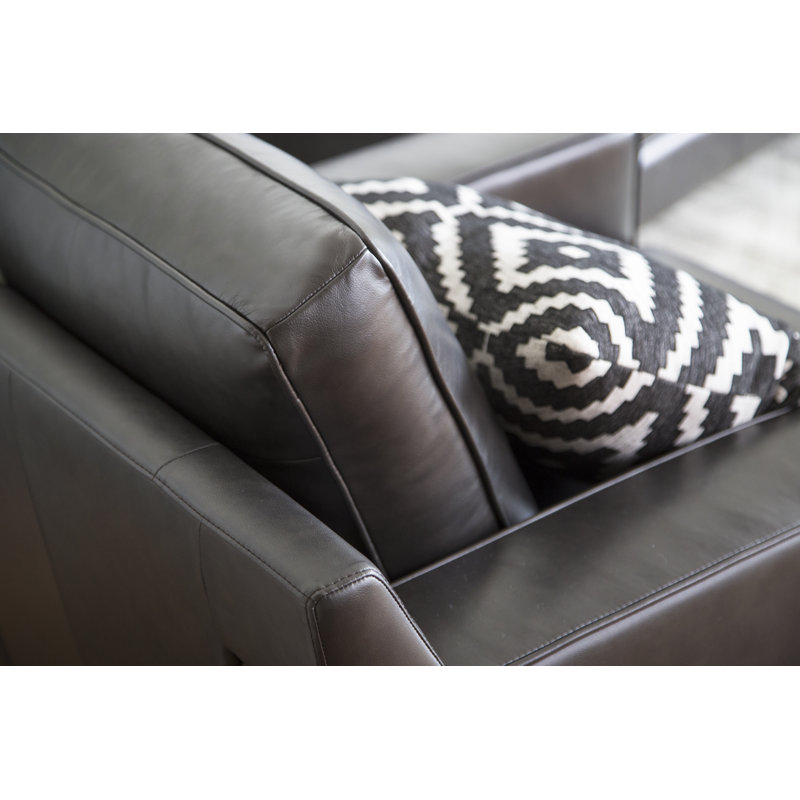 Nalston Upholstered 59'' Loveseat, Dark Gray Genuine Leather