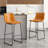Evre Bar Stools Set of 2, PU Leather Counter Height Bar Stools,  Modern Barstools with Metal Legs and Footrest, Urban Armless Dining Chairs with Backrest for Kitchen Island-1223225638-1223225637