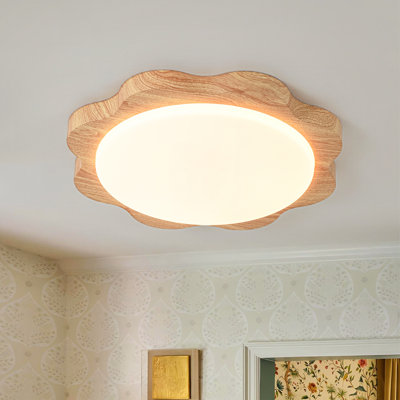 LumiLux 1-Light Modern Wood LED Flush Mount Ceiling Light for Bedroom