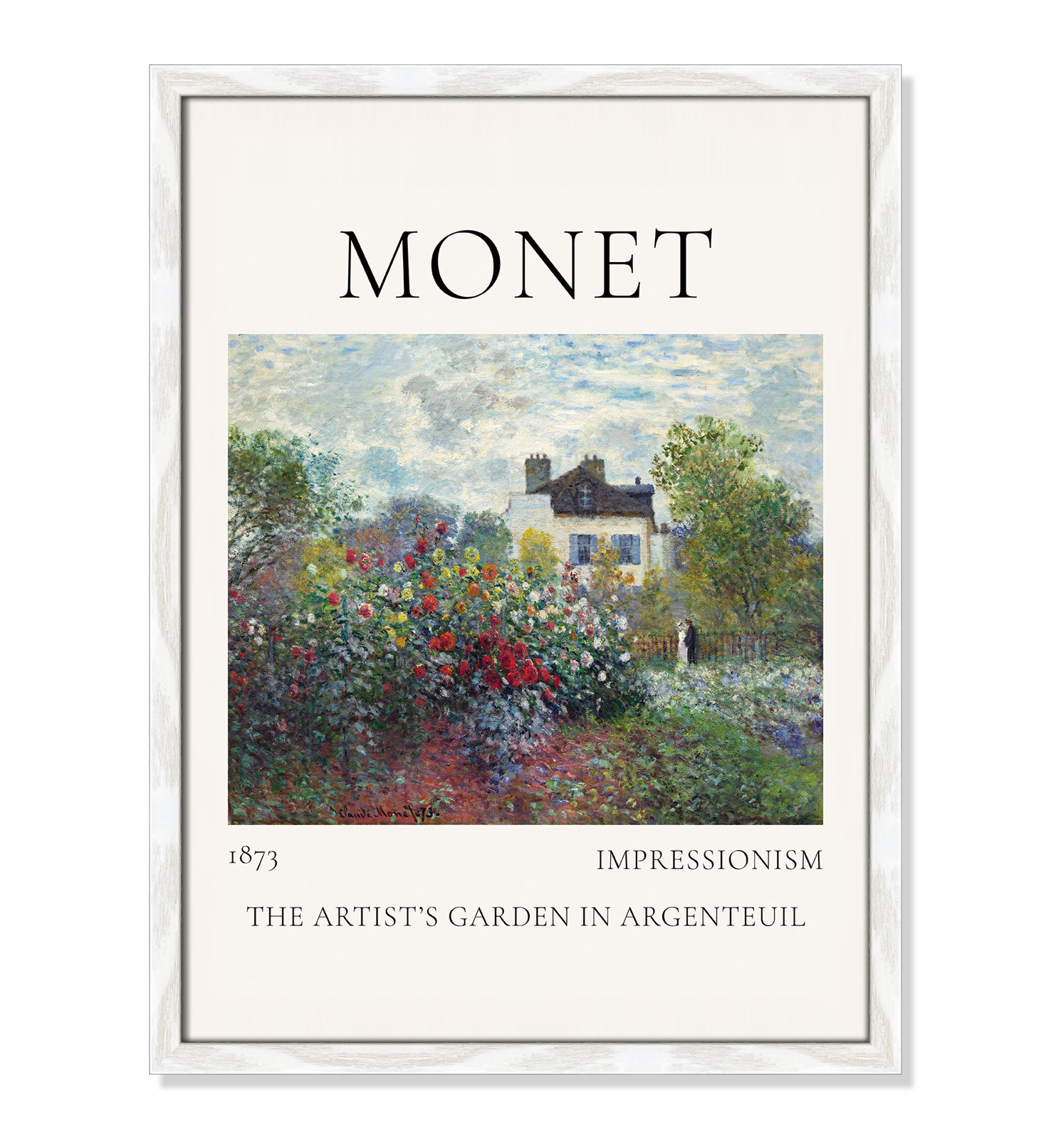 Rocchetto "Artists Garden in Argenteuil" Print, White Single Picture Frame, No, 23" H x 17" W x 0.75" D