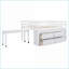 Lit mezzanine double en bois avec bureau rétractable, 4 tiroirs Tablettes - blanc / gris pour les petites chambres-1752191661