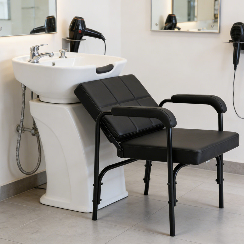 Reclining Shampoo Barber Chair, Hair Stylist Chair Auto Recline Salon Chairs, Black