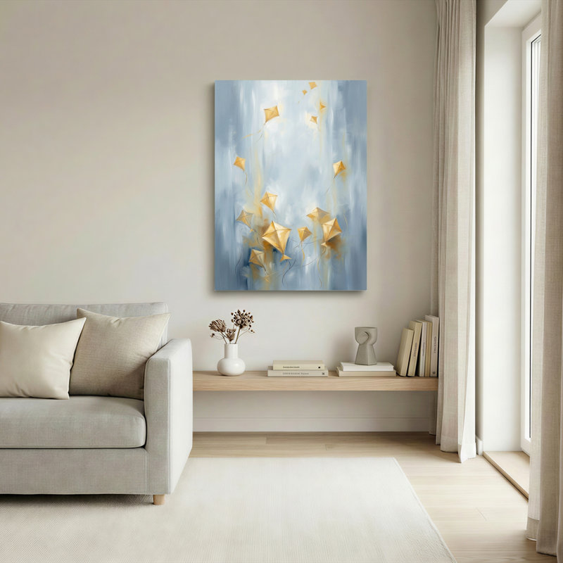 Golden Kites, reproduction d'art sur toile, ensemble de 1, 48"H x 32"W, Wrapped Canvas