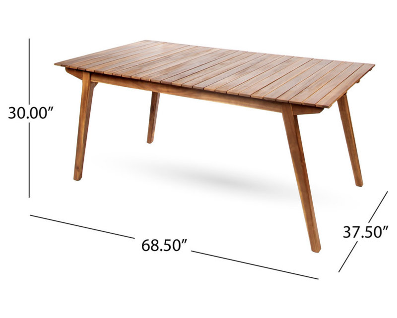 Roomfitters Outdoor 7-Piece Acacia Wood Dining Set with Cushions, Rectangular Table, Cream Finish