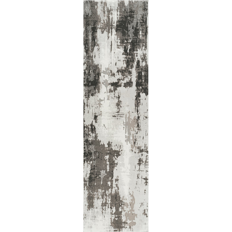 Blair Gray & Beige Abstract High-Low Modern Rug, Gray/Beige, 2'0" x 6'0"