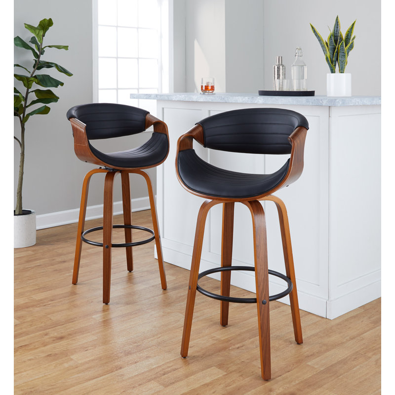 Tabouret de bar et de comptoir Arabelle, Tabouret de bar (siège d'une hauteur de 30 po), Noyer / noir, Noir