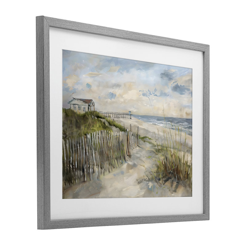 «Favorite Spot Beach View», reproduction encadrée sous verre, design par LSR Creative Studio, Cadre de ferme gris