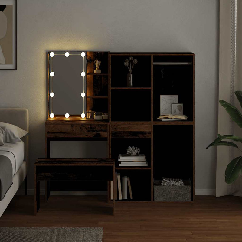 Rosilind Dressing Table with Mirror, Old Wood