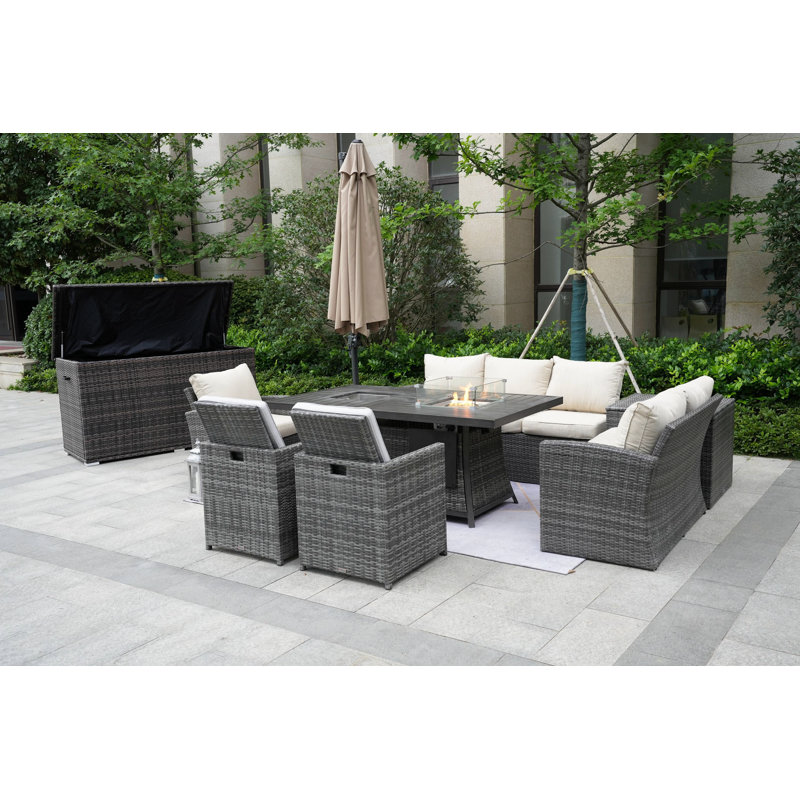 Aliaksey 8 - Person Patio Conversation Set with Cushions