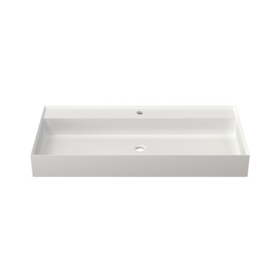 Lavabo pour salle de bain en pierre Stone Resine, blanc mat, 43,37 lb, polyvalent et adapté à la salle de bain, matériau, esthétique épurée, lavabo en résine lisse, 18,91 po de largeur, 39,77 po de profondeur,
