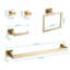 Ensemble d'accessoires de quincaillerie de salle de bain 5 pièces - Porte-serviettes en acier inoxydable SUS304, porte-serviette, anneau de serviette et 6 crochets, antirouille pour l'organisation de la salle de bain