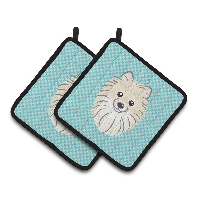 Caroline's Treasures Checkerboard Polyester Potholder, Blue