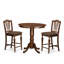 L'ensemble de salle à manger 3 pièces à hauteur de comptoir comprend une table de salle à manger ronde avec piédestal et 2 chaises rembourrées en tissu de lin, 36 x 36 pouces, acajou-1309328923-1269312308-1265791597