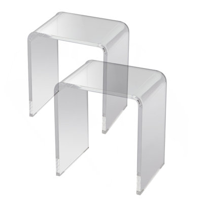Table de bout en acrylique, 2 tables d'appoint en Lucite en forme de C, table d'appoint en acrylique transparent pour les boissons, la nourriture, les collations utilisées dans le salon, la chambre à coucher et le bureau