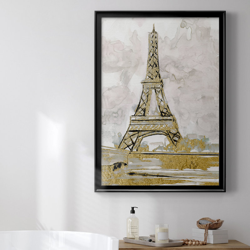 Toile encadrée de qualité supérieure Tour Eiffel Eiffel, H 42,5 po x l 30,5 po x P 1 po, Cadre noir