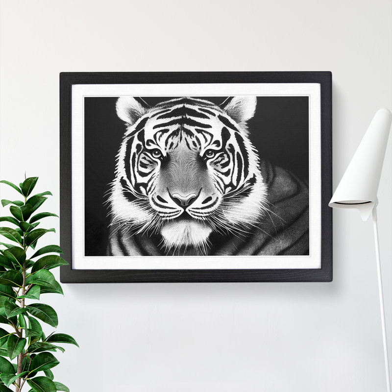 Monochrome Tiger Vol.5 - Framed Print, Black Framed, 46cm H x 64cm W x 2cm D