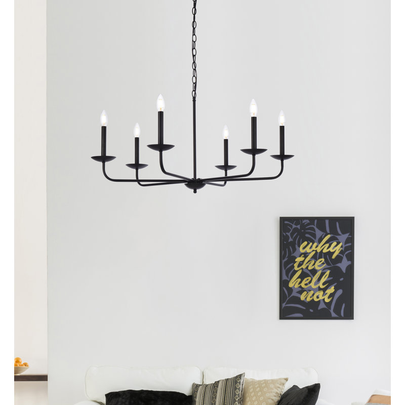 Baltray 6-Light Chandelier, Noir, H 18,5 po x l 36 po x P 36 po