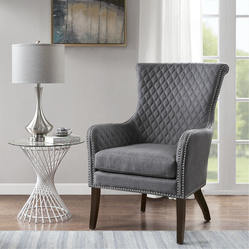 Chaise d'appoint, mousse de bois haute densité de style moderne pour le salon, Polyester gris
