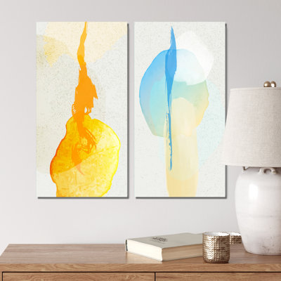 Trendy Abstracts with Vibrant Shapes III - 2 Piece Painting Set